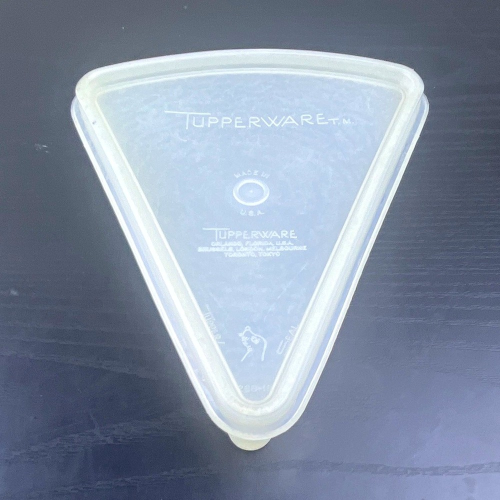 Vintage Tupperware Triangle 7 oz Food Storage Container White Clear Snap Lid